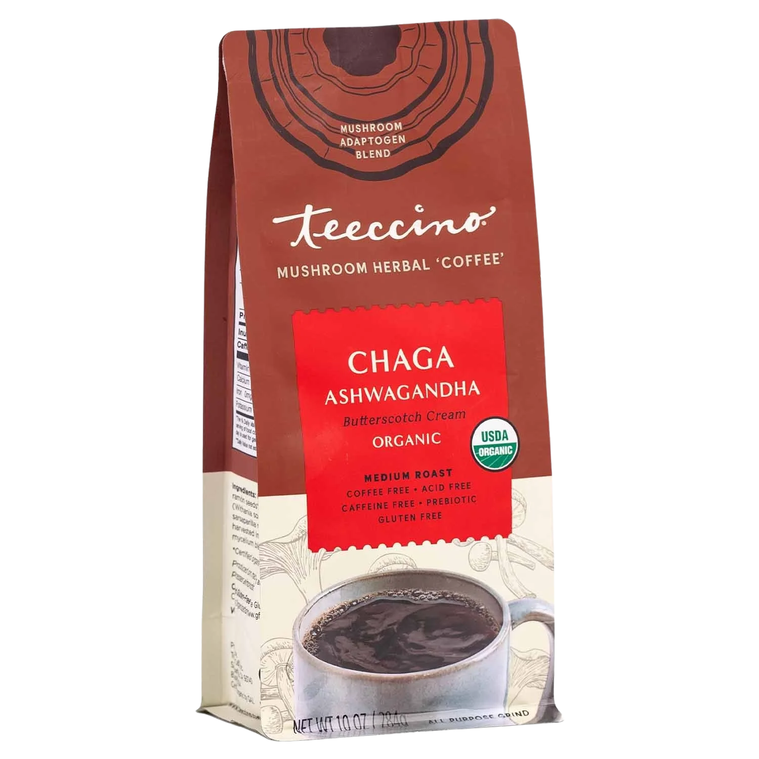 Chaga Ashwagandha Butterscotch Cream Mushroom Herbal Coffee
